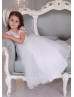 Ivory Lace Tulle V Back Flower Girl Dress